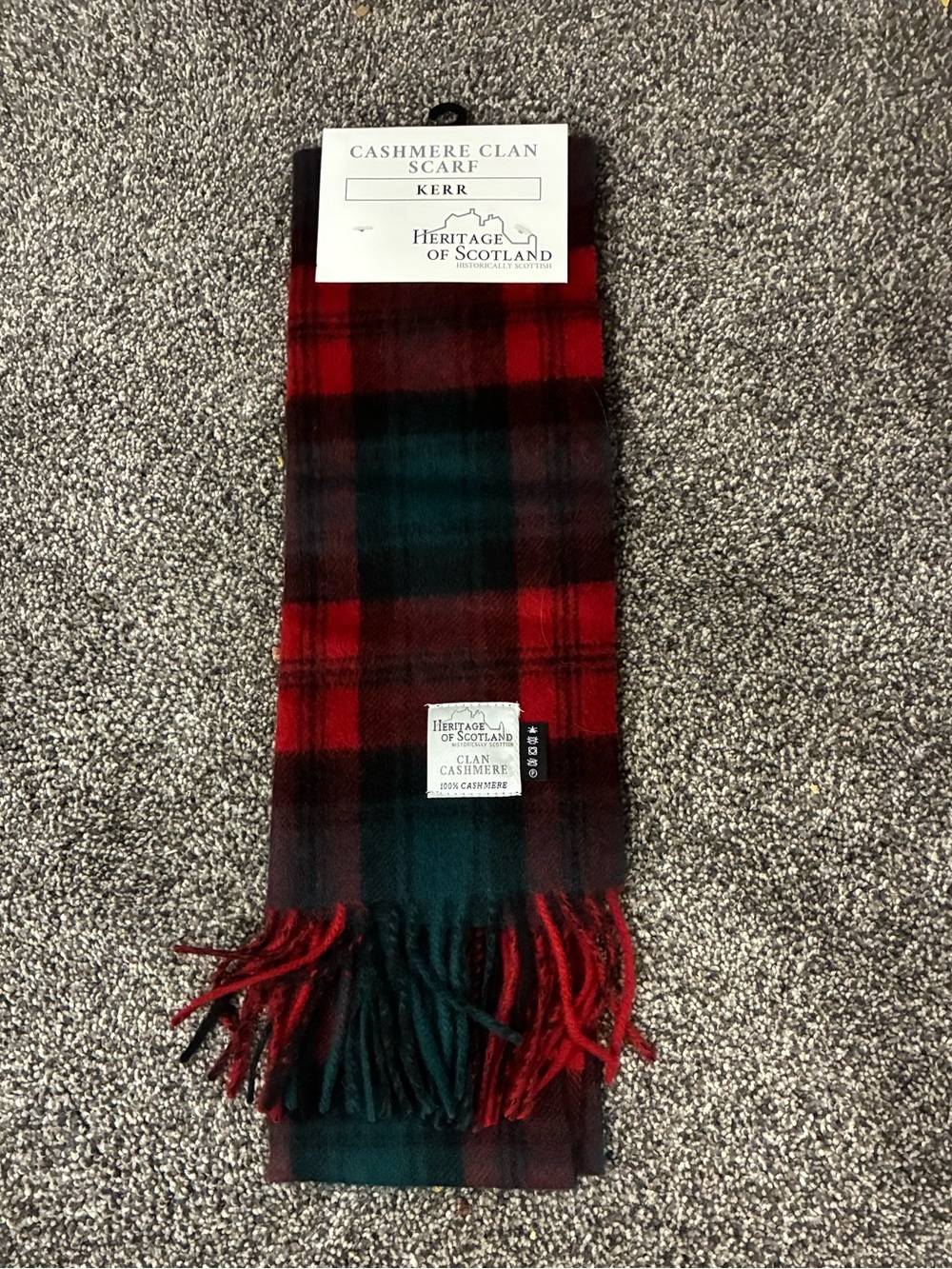 Heritage of Scotland Cashmere Clan Scarf - Kerr Tartan Red & Green